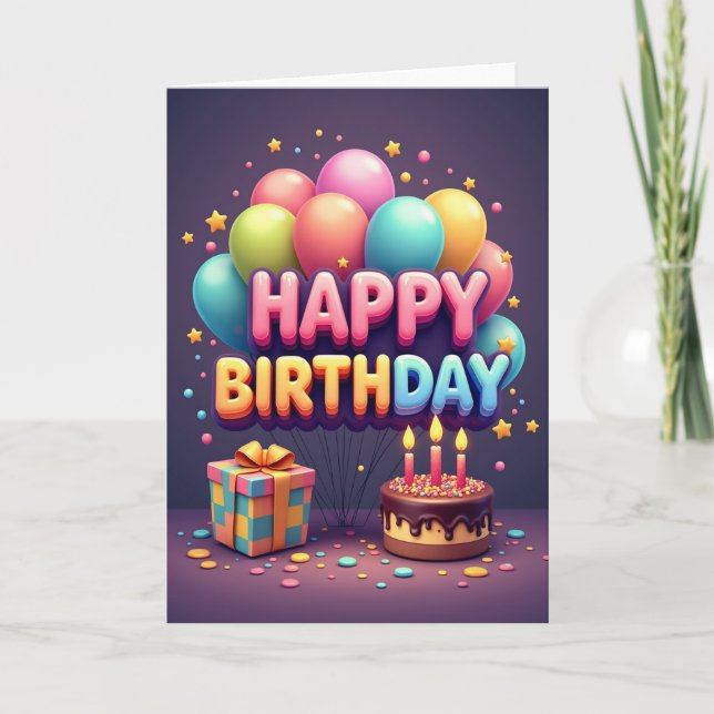 Cartão de Aniversário de Arte com Doces (Frente)