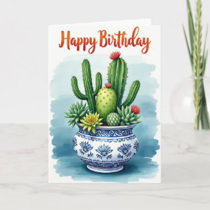 Cartão de Aniversário de Arte de Cacto