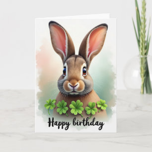 Cartão de Aniversário de Arte de Coelho Caprichoso