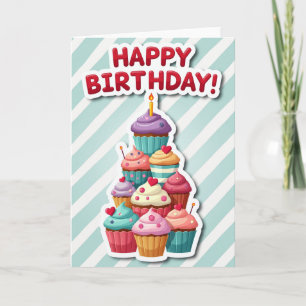Cartão de Aniversário de Arte de Cupcake