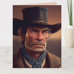 Cartão de aniversário de arte de homem durão cowbo