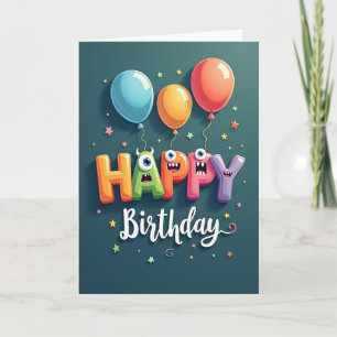 Cartão de Aniversário de Arte de Letra Alegre