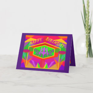 Cartão de aniversário de arte digital brilhante or