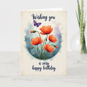 Cartão de aniversário de arte em aquarela