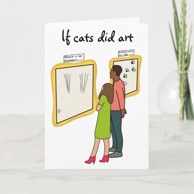 Cartão de aniversário de arte engraçado para gatos (Frente)