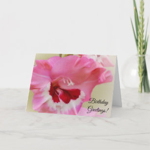 Cartão de Aniversário de Arte Floral Rosa e Flor M