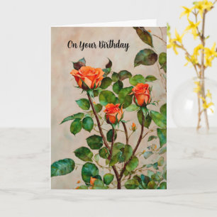 Cartão de Aniversário de Arte Jardim Flor de Rosas