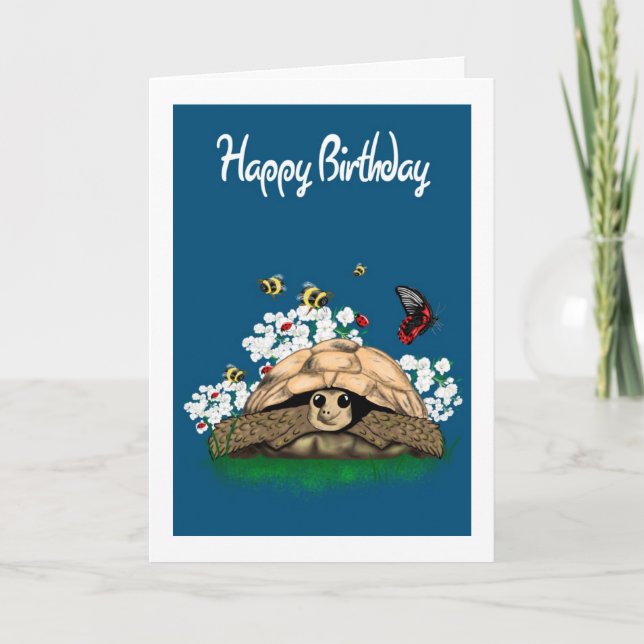Cartão de Aniversário de Arte Tortoise - Adicione  (Frente)