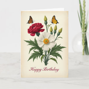 Cartão de Aniversário de Arte Vintage
