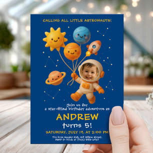 Cartão de Aniversário de Astronauta Espacial Fofo