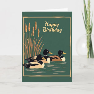 Cartão de Aniversário de Ave Aquática Verde