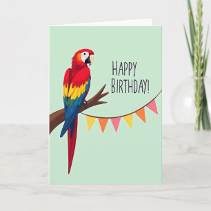 Cartão de Aniversário de Ave Colorida