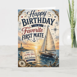 Cartão de Aniversário de Aventura à Vela para Mari