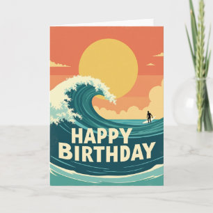 Cartão de Aniversário de Aventura de Surf