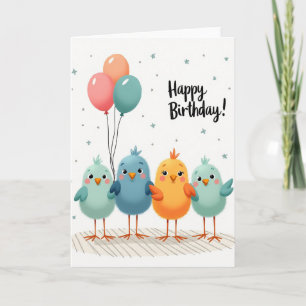 Cartão de Aniversário de Aves Gorduchas