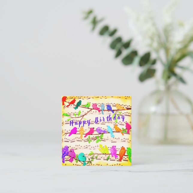 Cartão de Aniversário de Aves Musicais Corajoso (Em pé/Frente)