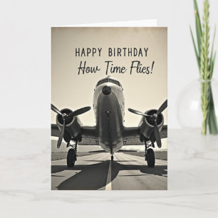Cartão de Aniversário de Avião Clássico
