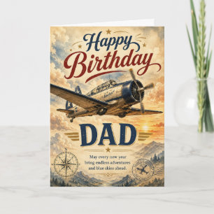 Cartão de aniversário de avião vintage para o papa