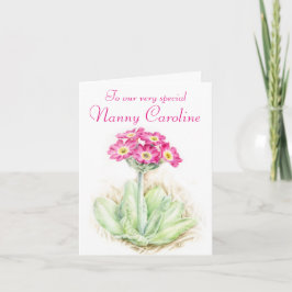 Cartão de aniversário de babá cor-de-rosa floral