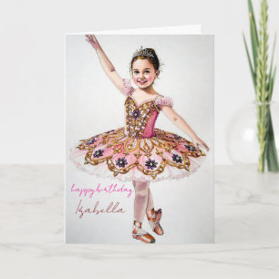 Cartão de Aniversário de Bailarina Elegante para M