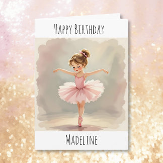 Cartão de Aniversário de Bailarina Personalizado +