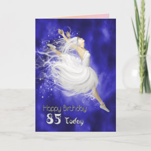 Cartão de aniversário de bailarina saltando aos 85