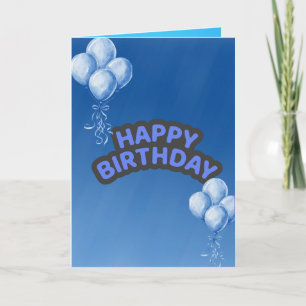 Cartão de Aniversário de Balão Azul para Crianças