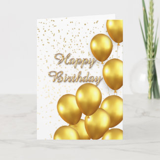 Cartão de Aniversário de Balão Branco e Dourado El