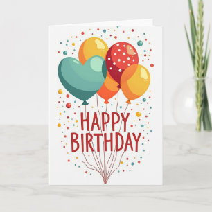 Cartão de Aniversário de Balão Brilhante