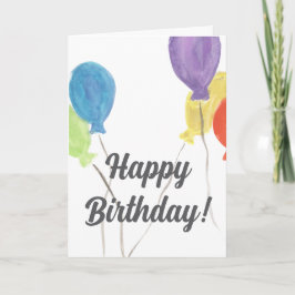 Cartão de Aniversário de Balão de Aquarela (Interi