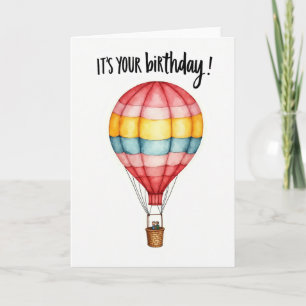 Cartão de Aniversário de Balão de Ar Quente Listra
