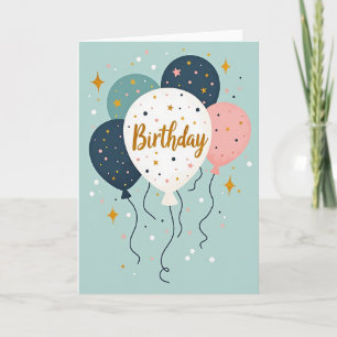 Cartão de Aniversário de Balão Estrelado