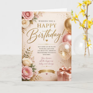 Cartão de Aniversário de Balão Rosa
