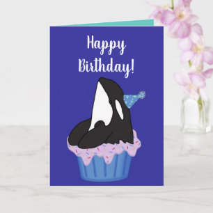 Cartão de aniversário de baleia assassina Orca per
