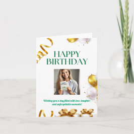 Cartão de Aniversário de Balões Dourados com Prese