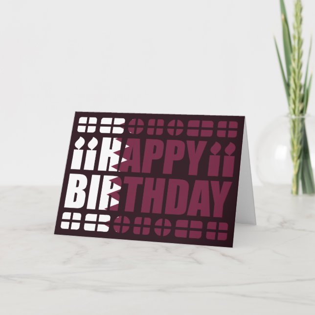 Cartão de Aniversário de Bandeira do Catar (Frente)