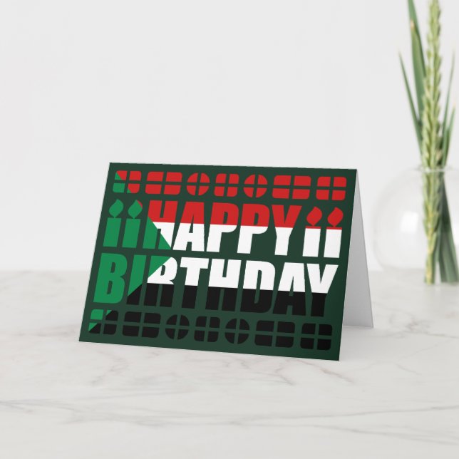 Cartão de Aniversário de Bandeira do Sudão (Frente)