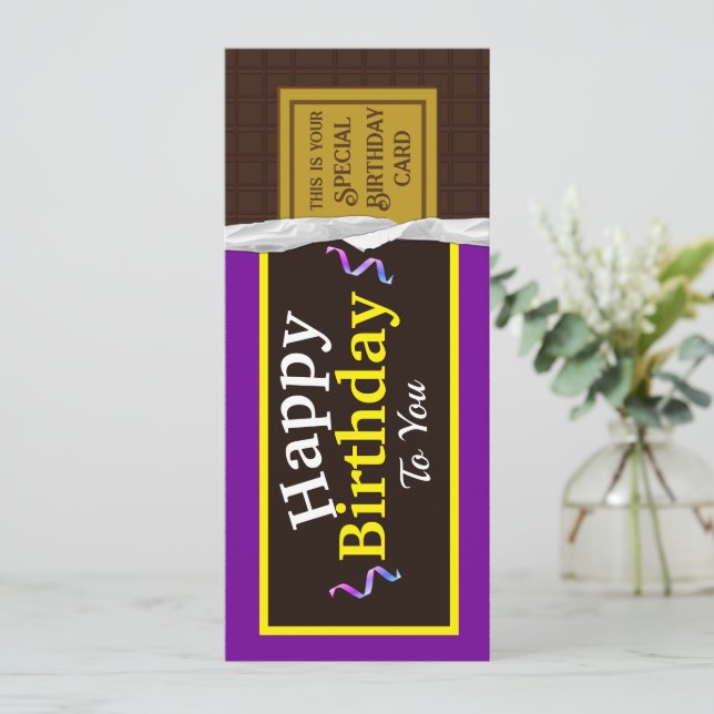 Cartão de aniversário de Bar doce de chocolate per (Em pé/Frente)