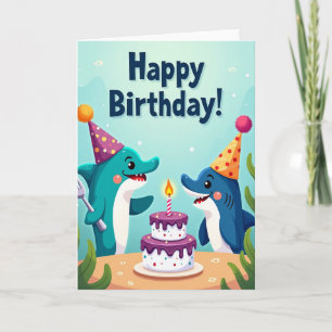 Cartão de Aniversário de Barbatanas Festivas