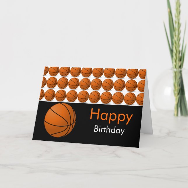 Cartão de Aniversário de Basquete (Frente)