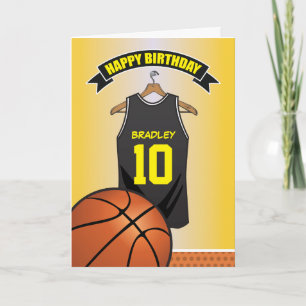 Cartão de Aniversário de Basquete Camisa Preta Ama