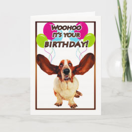 cartão de aniversário de basset hound - woohoo é s