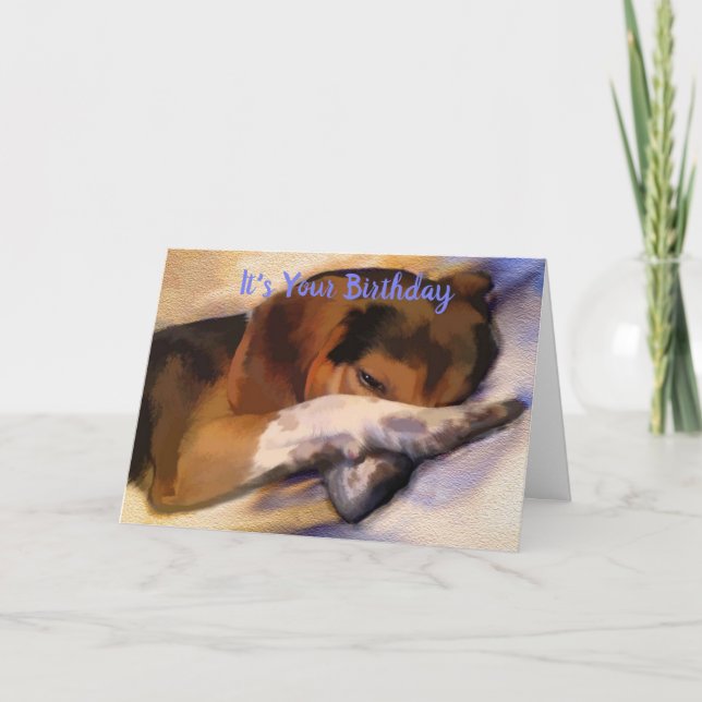 Cartão de Aniversário de Beagle Engraçado (Frente)