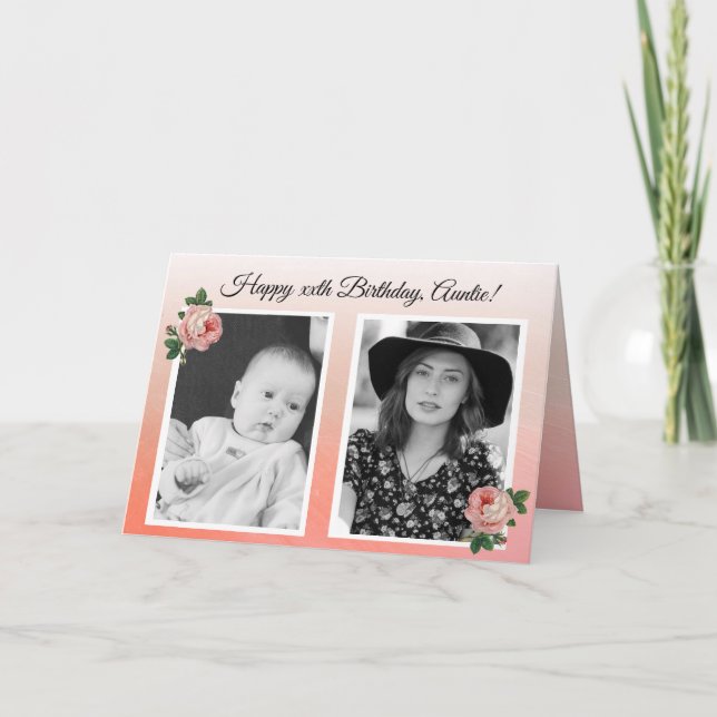 Cartão de Aniversário de Bebê e Coral Fotográfico  (Frente)