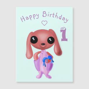 Cartão de Aniversário de Bebê Magnético Coelhinho 
