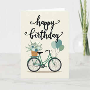 Cartão de Aniversário de Bicicleta Alegre