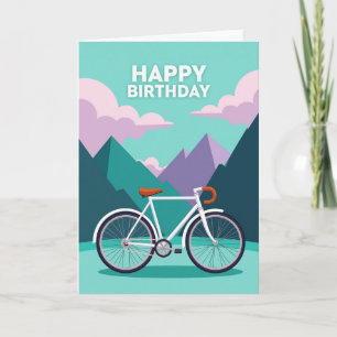 Cartão de Aniversário de Bicicleta Branca
