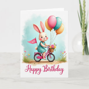 Cartão de Aniversário de Bicicleta do Coelho Alegr