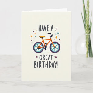 Cartão de Aniversário de Bicicleta Laranja Brilhan