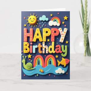 Cartão de Aniversário de Bloco Colorido